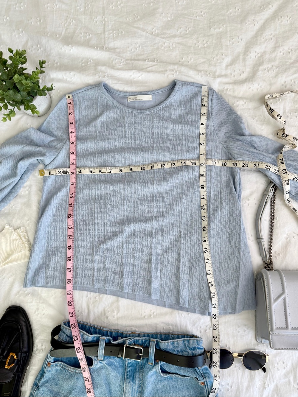 OAK + FORT Pale Blue Ribbed Long-Sleeve Top - Picture 5 of 5